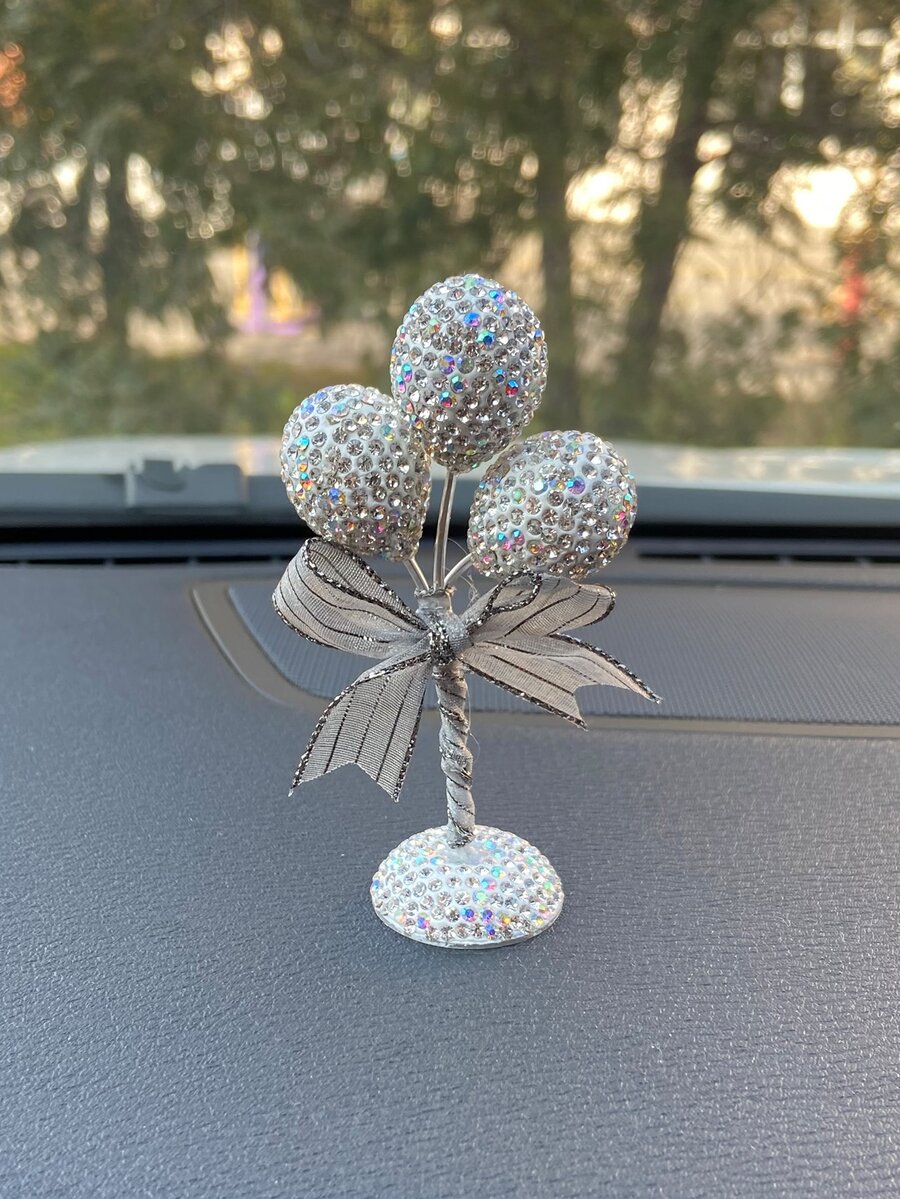 1pc Rhinestone Decor Car Ornament - White - View 1