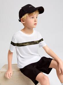 SHEIN Boys Camo Print Tee - White - View 1