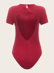 SHEIN Body con corazón con abertura de espalda abierta - Rojo - Ver 1