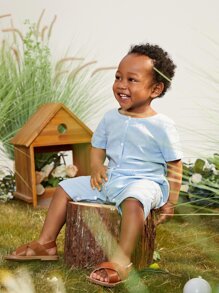 Baby Jumpsuit mit Knopf vorne, Absteppen