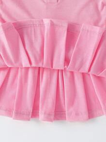 嬰兒條紋飾邊Polo領褶皺連衣裙