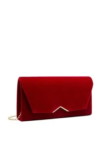Luxury Dinner Bag, Evening Bag Glamorous, Elegant, Exquisite, Quiet Luxury Metal Edge Flap Chain Velvet Square Bag Square Bag For Lady, Woman, For Party Girl, Bride Perfect for Party, Wedding, Prom, Dinner/Banquet, Dinner/Banquet, Best Gift For Women Mom Teacher Friend Bridesmaid - Red - View 6