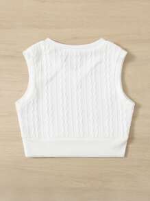 SHEIN Niñas Top tank unicolor tejido de canalé - Blanco - Ver 2
