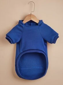 带有“免费亲吻给你”字样印花的羊毛连帽衫，适合泰迪熊、贵宾犬、斗牛犬、小猫和狗服装 - 寶藍色 - 查看 4