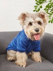 带有“免费亲吻给你”字样印花的羊毛连帽衫，适合泰迪熊、贵宾犬、斗牛犬、小猫和狗服装 - 寶藍色 - 查看 5