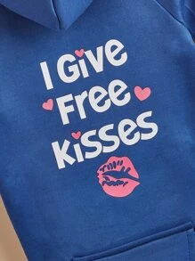 带有“免费亲吻给你”字样印花的羊毛连帽衫，适合泰迪熊、贵宾犬、斗牛犬、小猫和狗服装 - 寶藍色 - 查看 6