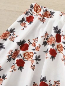 SHEIN Girls Floral Print Halter Top & Skirt Set - Multicolor - View 3