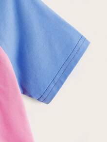 SHEIN Girls Floral & Slogan Graphic Raglan Sleeve Top - Multicolor - View 4