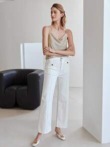 MOTF PREMIUM Top de tirantes con fruncido - Caqui - Ver 5