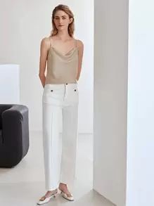 MOTF PREMIUM Top de tirantes con fruncido - Caqui - Ver 7