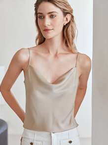 MOTF PREMIUM Top de tirantes con fruncido - Caqui - Ver 9