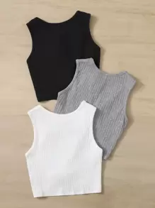 SHEIN Áo tank top 3 chiếc cho bé gái (kiểu vặn phía trước) - Nhiều màu - Xem 2