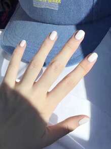 Nail Nina 24pcs Short Square Frosted Matte Finish Solid Color Artificial Nails, Include Adhesive Jelly Glue And Nail File, Suitable For Picnic, Leisure, Entertainment, Party, Dance, Daily Wear - White - View 5