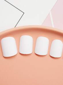 Nail Nina 24pcs Short Square Frosted Matte Finish Solid Color Artificial Nails, Include Adhesive Jelly Glue And Nail File, Suitable For Picnic, Leisure, Entertainment, Party, Dance, Daily Wear - White - View 6