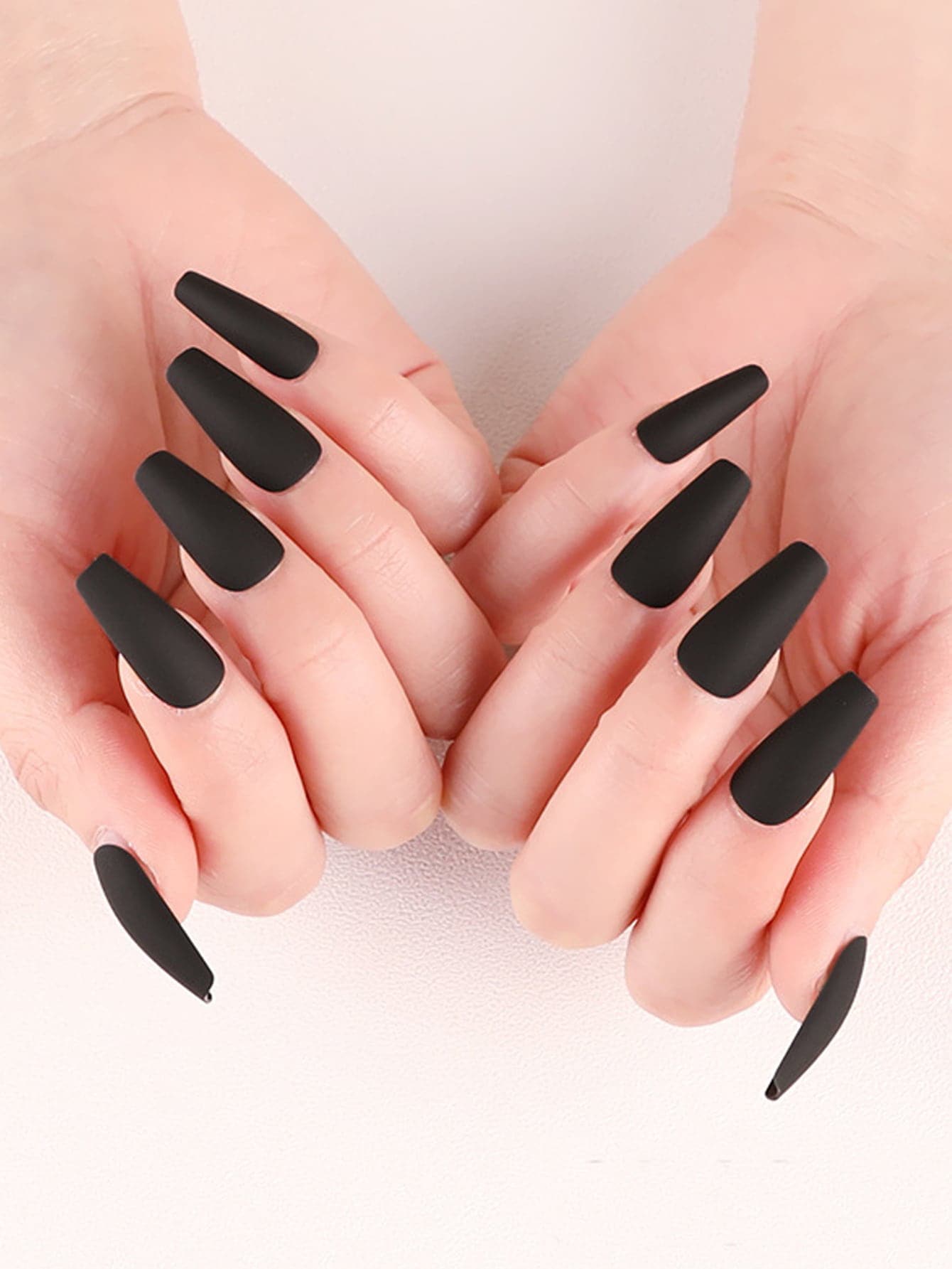 Nail Nina 24pcs Long Coffin Fake Nail & 1pc Nail File & 1sheet Tape - Black - View 1
