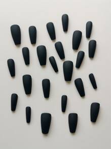Nail Nina 24pcs Long Coffin Fake Nail & 1pc Nail File & 1sheet Tape - Black - View 2