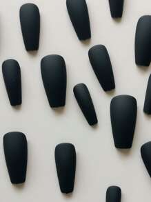 Nail Nina 24pcs Long Coffin Fake Nail & 1pc Nail File & 1sheet Tape - Black - View 4