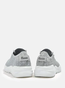 CUCCOO BASICS Knit Detail Lace-up Front Breathable Running Shoes - Grey - View 6