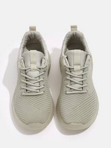 Cuccoo Two Tone Knit Detail Breathable Running Shoes - Beige - View 7