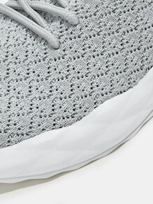 CUCCOO BASICS Knit Detail Lace-up Front Breathable Running Shoes - Grey - View 3