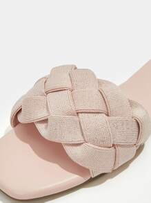 Braided Detail Slide Sandals - Dusty Pink - View 3