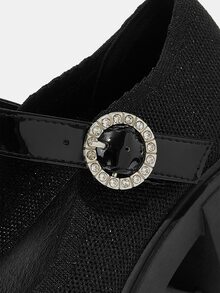 Mary janes con diseño de diamante de imitación con diseño de punto - Negro - Ver 3