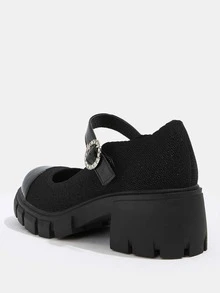 Mary janes con diseño de diamante de imitación con diseño de punto - Negro - Ver 5