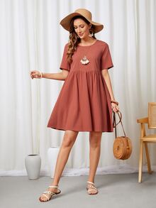Solid Smock Dress
