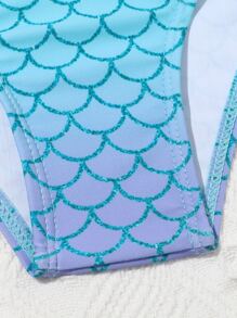 Young Girls Bikini Sets - Adorable Purple Mermaid Three-Piece Swimsuit Set. Features Knitted Fabric, Ruffle-Trimmed Separable Bikini Top & Bottom, And A Matching Detachable Fishtail Skirt. Fashionable, Casual, Yet Exquisite And Elegant Design. Perfect For Swimming, Summer Vacations, Beach Trips, Pool Parties, And Holiday Getaways. - Multicolor - View 5