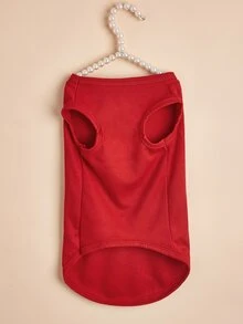 字母圖案寵物背心 - 紅色 - 查看 4