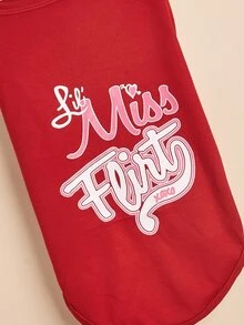 字母圖案寵物背心 - 紅色 - 查看 5