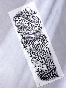 1sheet Letter Graphic Tattoo Sticker - Black - View 1