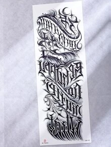 1sheet Letter Graphic Tattoo Sticker - Black - View 2