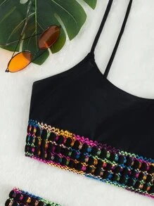 Plait Trim Bikini Set Summer Beach - Black - View 5