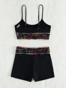 Plait Trim Bikini Set Summer Beach - Black - View 6