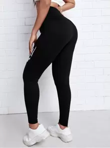 SHEIN Unity Skull Print High Waist Leggings - Black - View 2