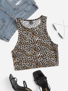 Top tank corto con estampado de leopardo - Multicolor - Ver 1