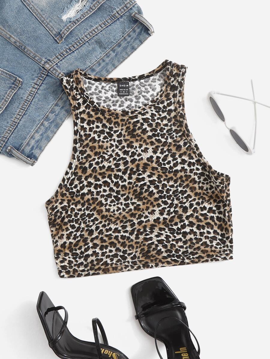 Top tank corto con estampado de leopardo - Multicolor - Ver 1