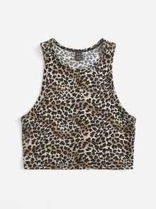 Top tank corto con estampado de leopardo - Multicolor - Ver 3