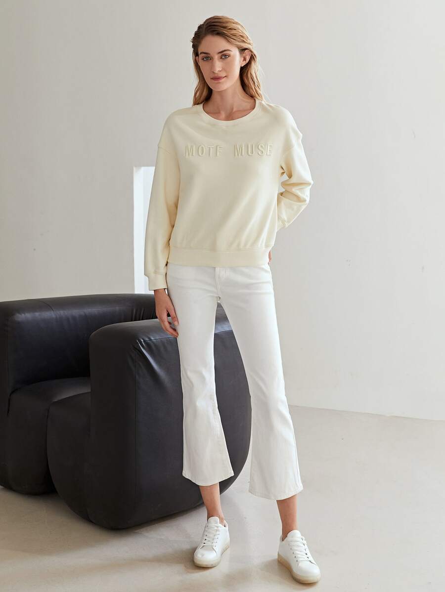 SHEIN Unity 刺繡落肩袖運動衫