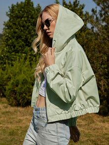 ZIAI Drop Shoulder Flap Pocket Jacket - Green - View 3