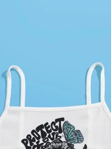 Zoe Radford 標語和蝴蝶圖案吊帶上衣 - 白色 - 查看 3