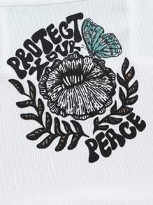 Zoe Radford 標語和蝴蝶圖案吊帶上衣 - 白色 - 查看 4