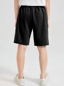 SHEIN Boys Drawstring Waist Shorts - Black - View 2