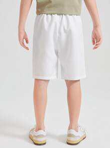 SHEIN Quần Short Trai Túi màu trơn Giải trí - trắng - Xem 2