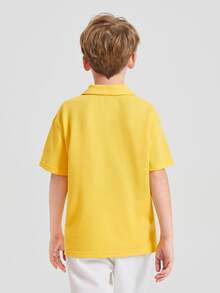 SHEIN Boys Patch Pocket Polo Shirt - Yellow - View 2