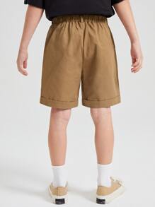 SHEIN 男孩反摺褲腳素色短褲