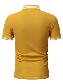 Manfinity Men Striped Trim Polo Shirt - Yellow - View 2