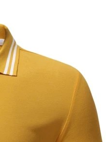 Manfinity Men Striped Trim Polo Shirt - Yellow - View 4
