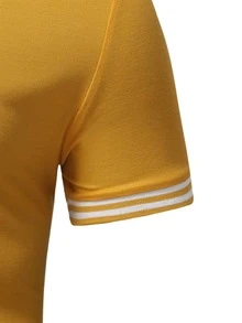 Manfinity Men Striped Trim Polo Shirt - Yellow - View 5